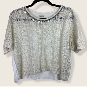 Hollister lace front cropped tee